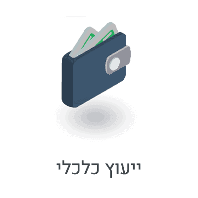 אייקון של ארנק עם שטרות עם כיתוב ייעוץ כלכלי